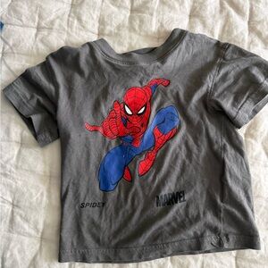 H&M Gray Marvel Spider-Man Graphic Tee with Red & Blue Accents